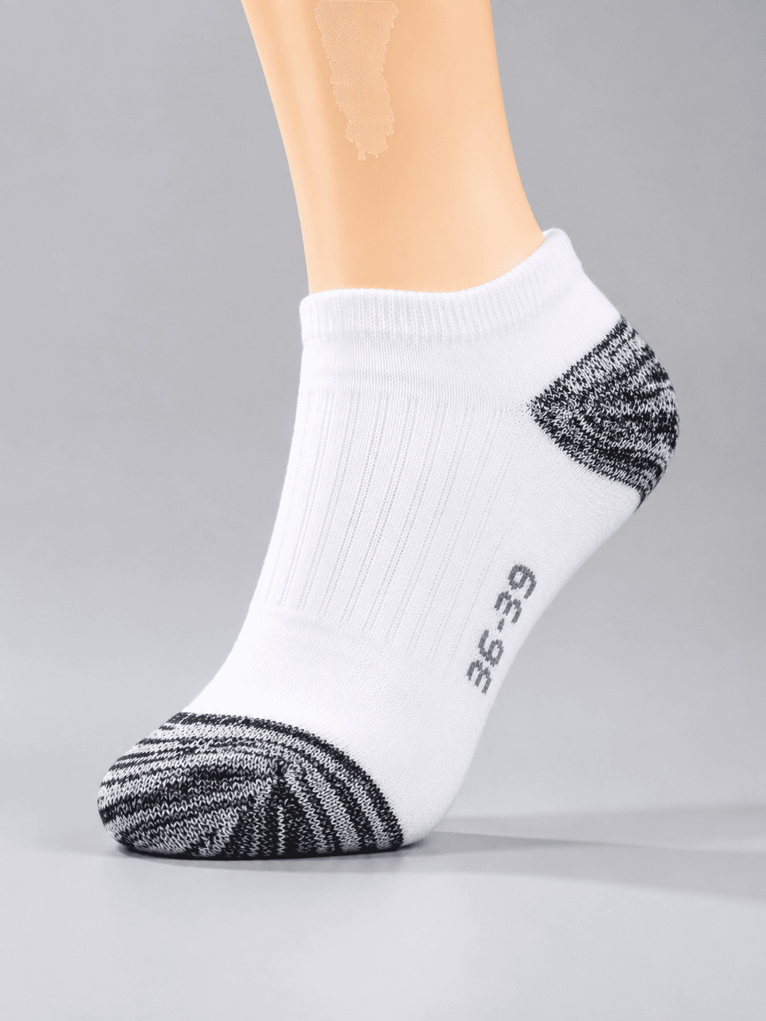 Kids Combed Cotton Low Cut Socks – White with Black Heel & Toe