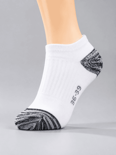 Kids Combed Cotton Low Cut Socks – White with Black Heel & Toe