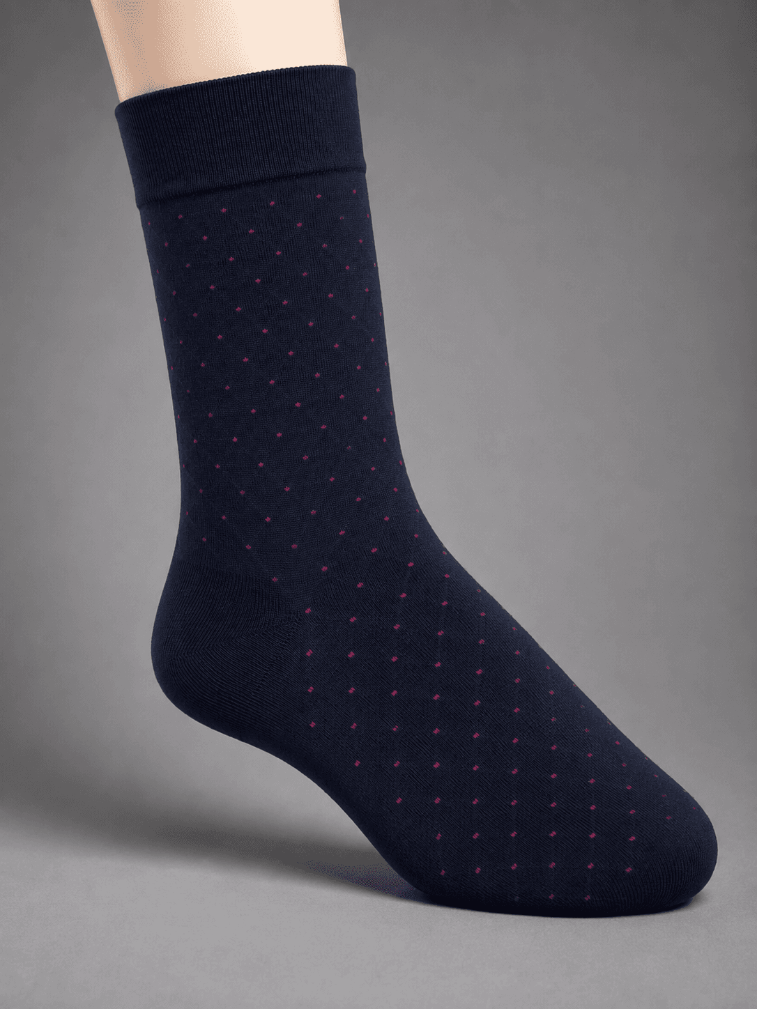 Men’s Signature Micro-Dot Combed Cotton Crew Socks – Navy & Burgundy
