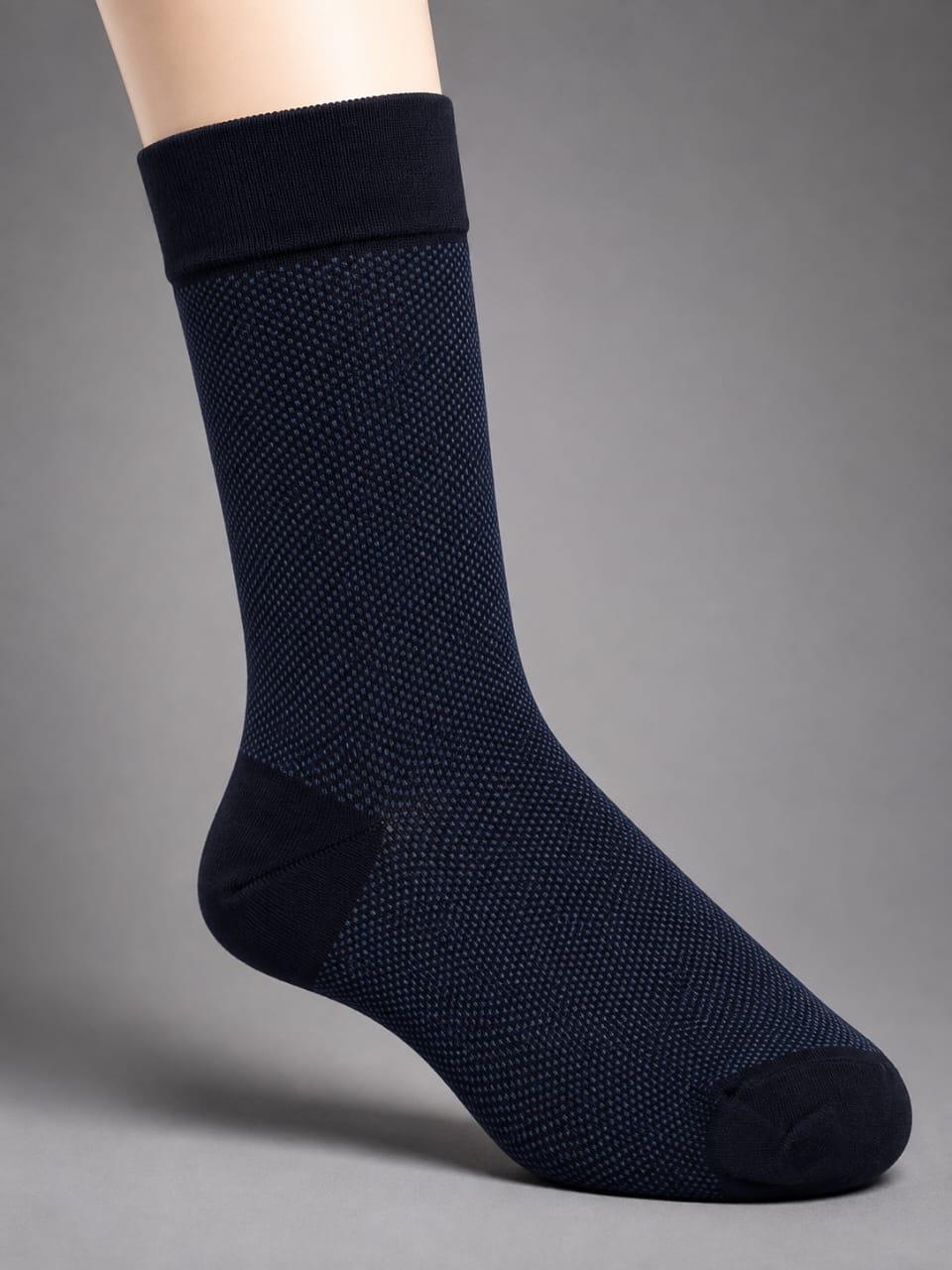 Men’s Fine Texture Combed Cotton Crew Socks – Midnight Navy