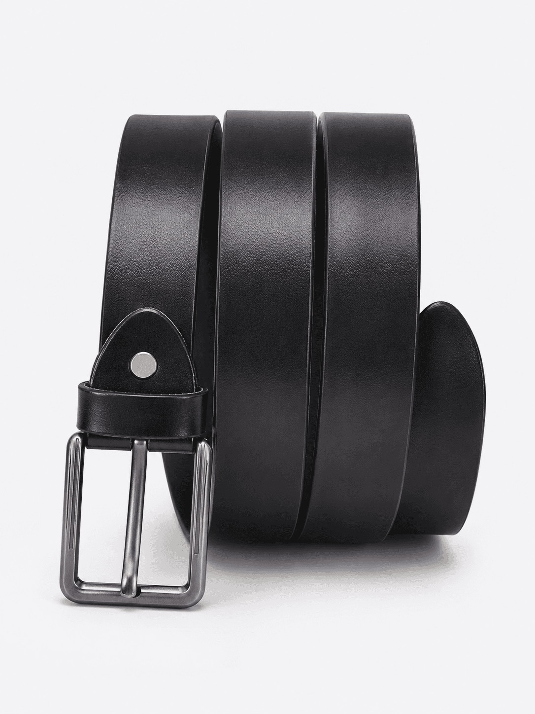 Men’s Classic Black Leather Pin-Buckle Belt