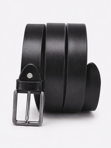 Men’s Classic Black Leather Pin-Buckle Belt