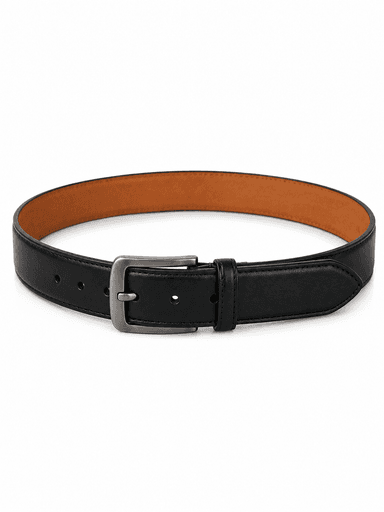Men’s Classic Black Leather Pin-Buckle Belt