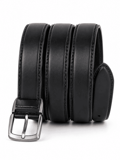 Men’s Black Leather Pin-Buckle Dress Belt