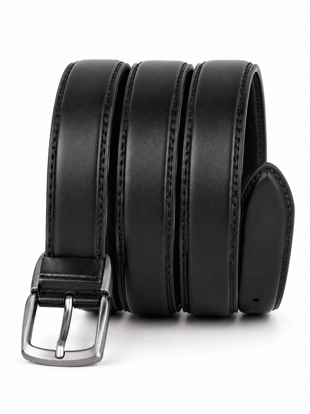 Men’s Black Leather Pin-Buckle Dress Belt