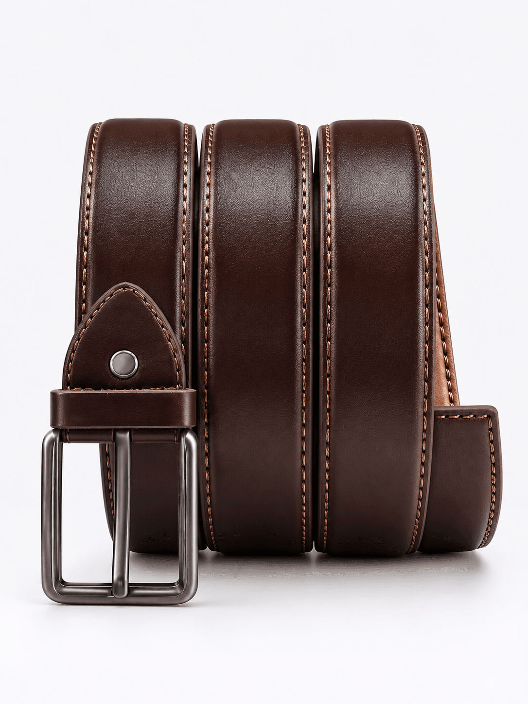 Men’s Classic Brown Leather Pin-Buckle Belt