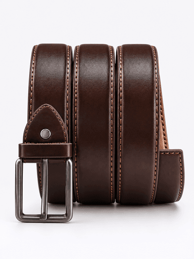 Men’s Classic Brown Leather Pin-Buckle Belt