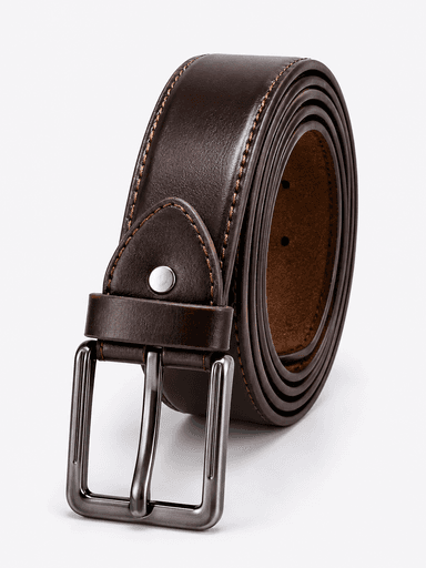 Men’s Classic Brown Leather Pin-Buckle Belt
