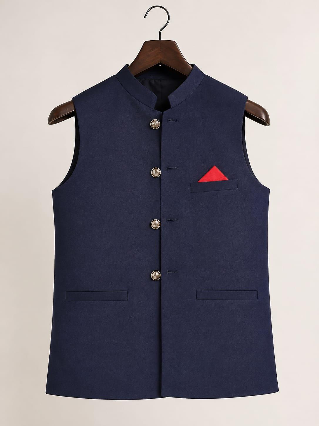 Boys Black Formal Waistcoat with Maroon Pocket Square