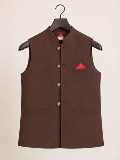 Boys Black Formal Waistcoat with Maroon Pocket Square