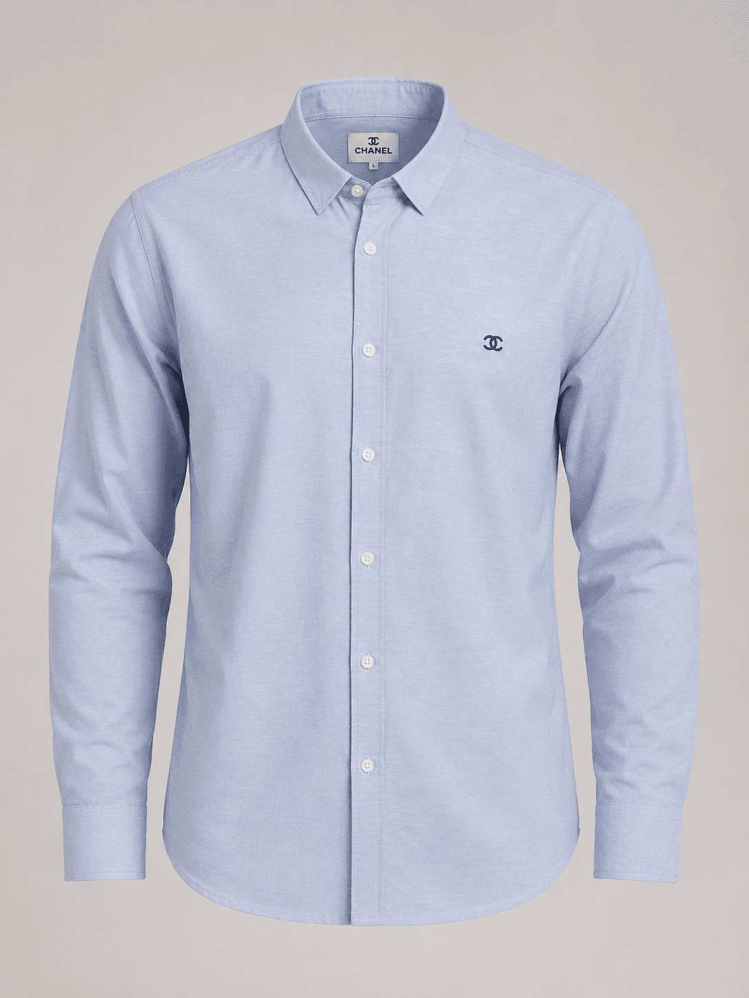 Men’s Cream Textured Cotton Long-Sleeve Shirt