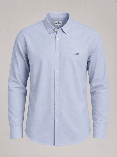 Men’s Cream Textured Cotton Long-Sleeve Shirt