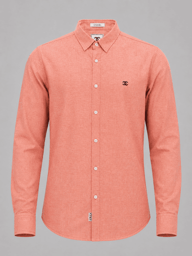 Men’s Cream Textured Cotton Long-Sleeve Shirt