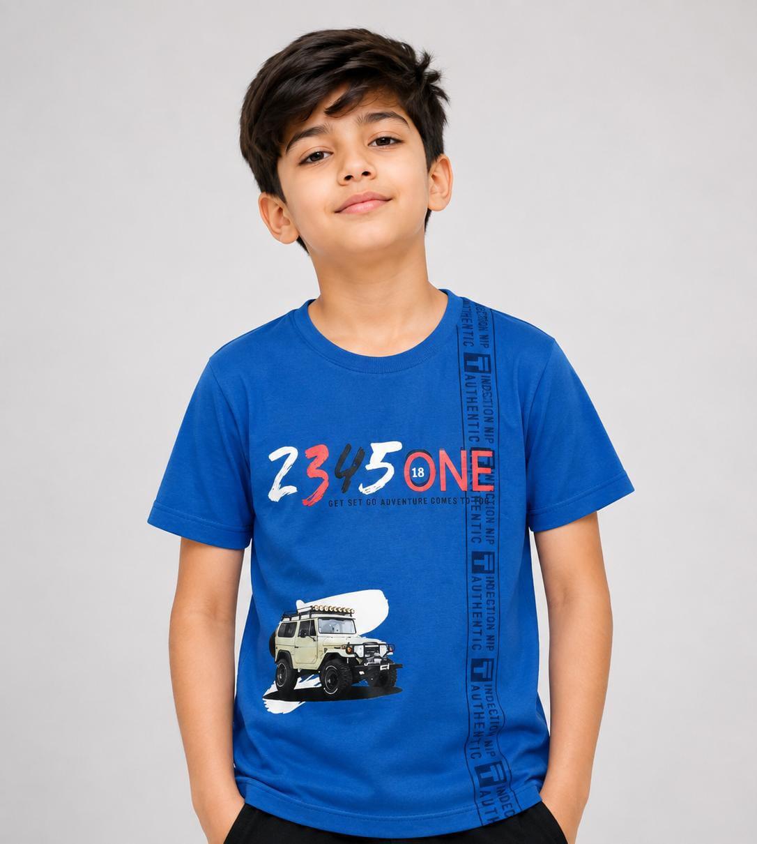 Boys’ Royal Blue Adventure Graphic Round-Neck T-Shirt