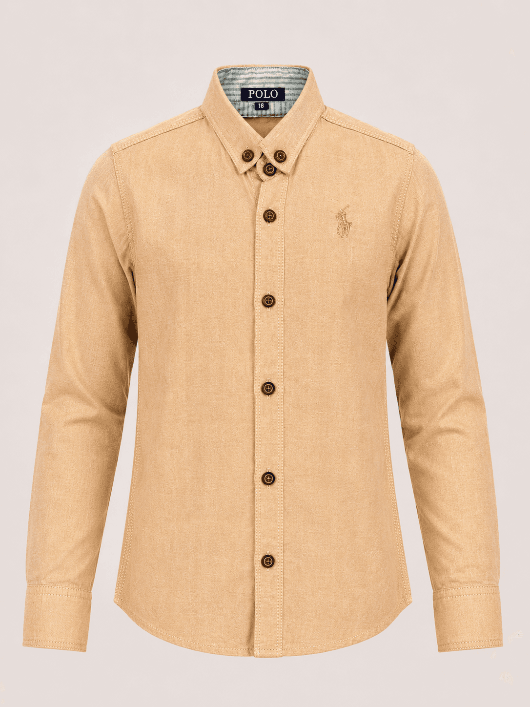 Boys’ Beige Shamray Cotton Long-Sleeve Casual Shirt