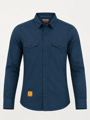 Boys’ Double-Pocket Shamray Cotton Long-Sleeve Casual Shirt