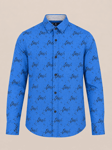 Boys’ Navy & White Geometric Print Long-Sleeve Casual Shirt