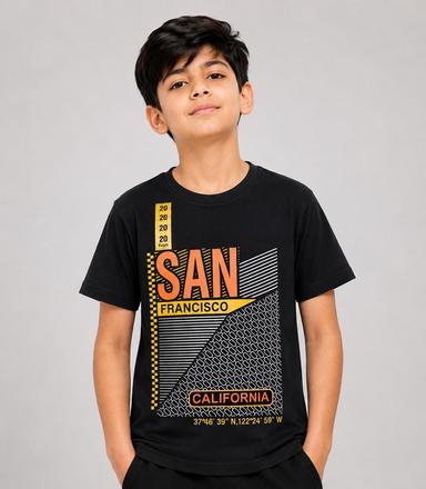 Boys’ Graphic Print Round-Neck Short-Sleeve T-Shirts