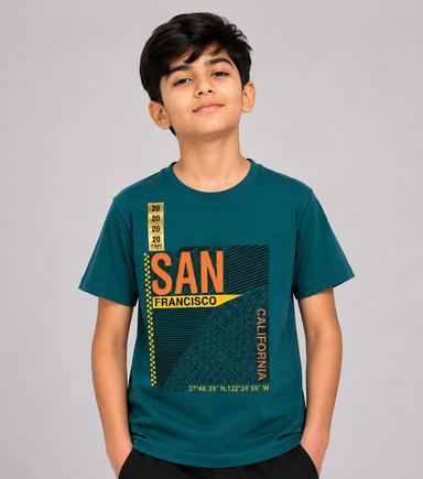 Boys’ Graphic Print Round-Neck Short-Sleeve T-Shirts