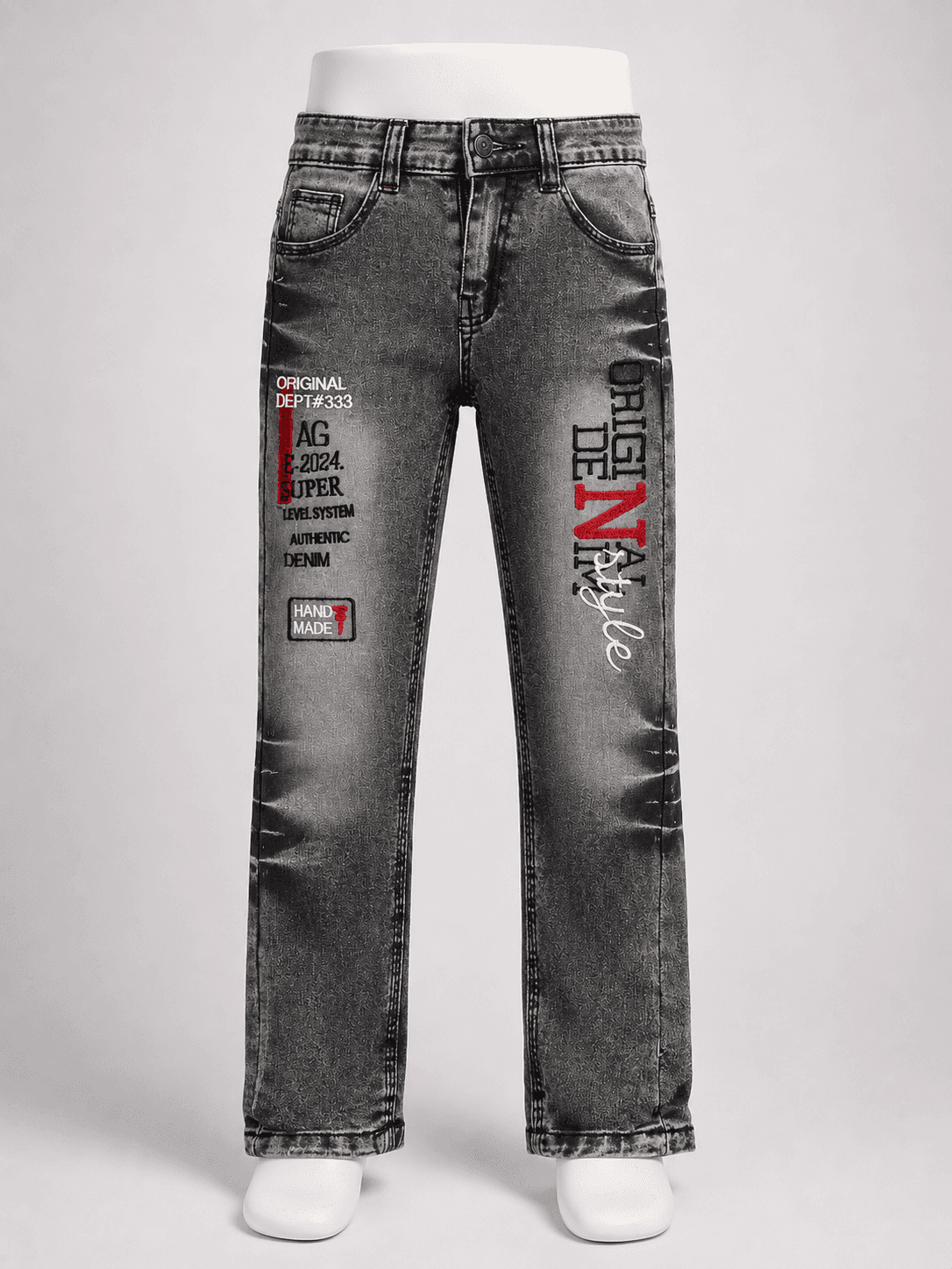 Boys’ Urban Graphic Washed Denim Straight-Leg Jeans