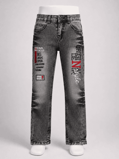 Boys’ Urban Graphic Washed Denim Straight-Leg Jeans