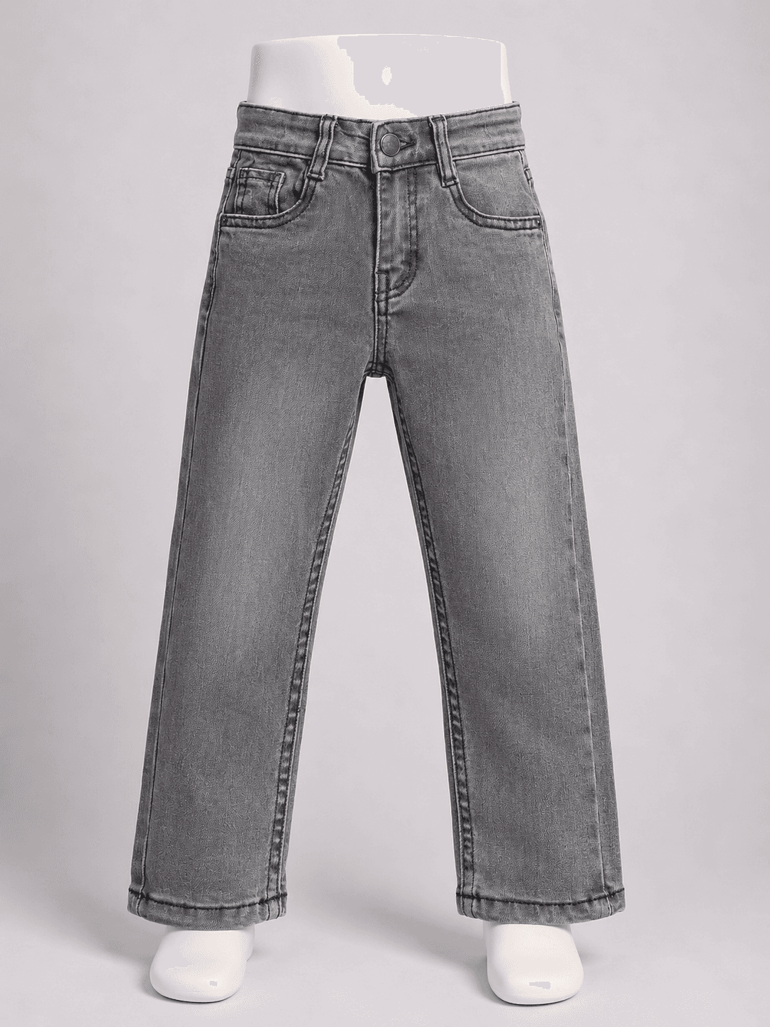 Boys’ Grey Wash Classic Straight-Leg Denim Jeans