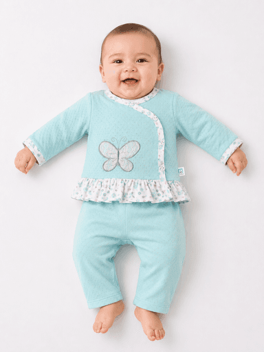 Newborn Baby Girls’ Jersey 2-Piece Butterfly Ruffle Suit