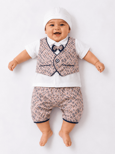 Newborn Baby Boys’ Jersey 3-Piece Formal Waistcoat Suit