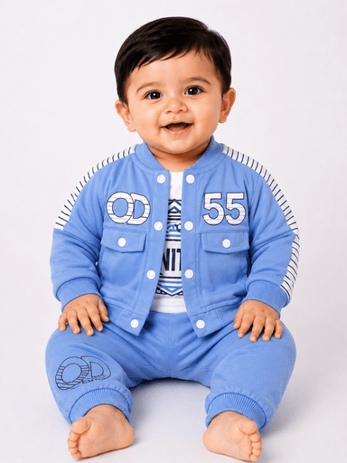 Baby Boys Jersey 3-Piece Jacket, T-Shirt & Trouser Suit