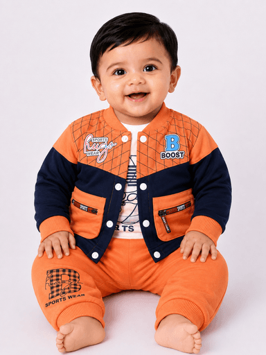 Baby Boys Jersey 3-Piece Sports Jacket, T-Shirt & Trouser Suit