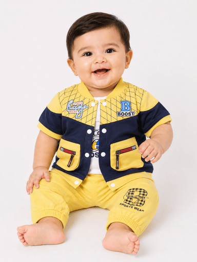 Baby Boys Jersey 3-Piece Sports Jacket, T-Shirt & Trouser Suit