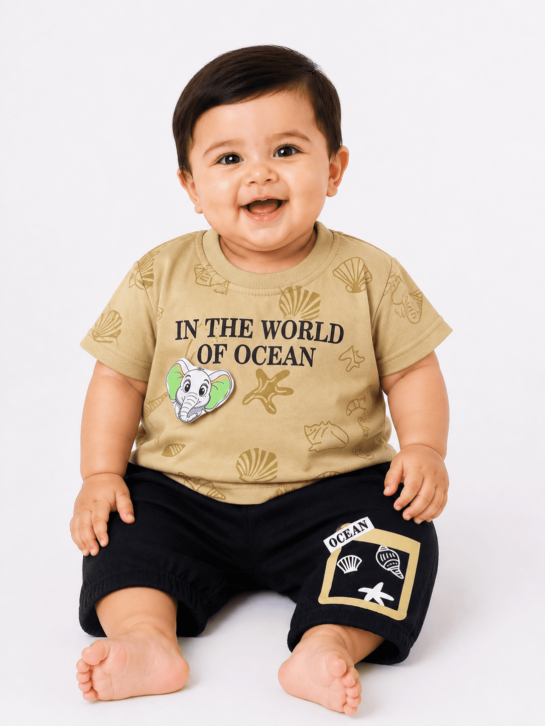 Baby Boys Ocean Print Jersey T-Shirt & Trouser 2-Piece Suit