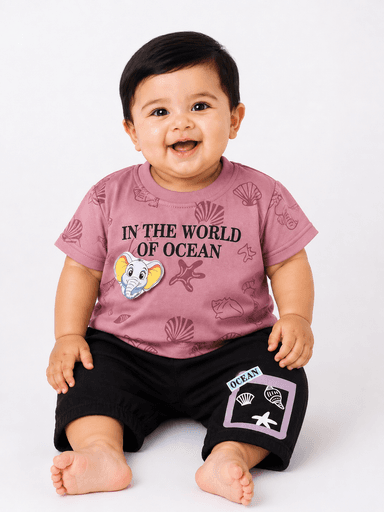 Baby Boys Ocean Print Jersey T-Shirt & Trouser 2-Piece Suit