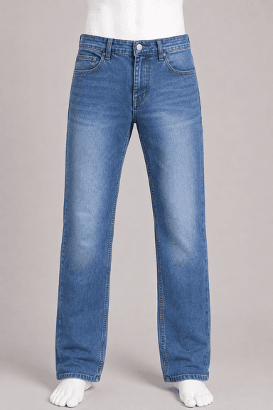 Men’s Classic Straight-Fit Washed Denim Jeans Pant